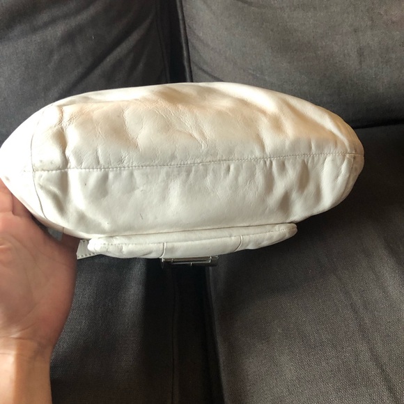 White Leather Coach Purse with Double straps - Picture 5 of 11